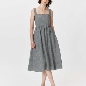 100% European Linen Fit & Flare Midi Dress XS